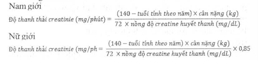 Độ thanh thải Creatinin theo độ tuổi