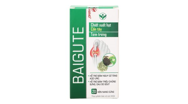 Baigute hỗ trợ cải thiện triệu chứng sưng, đau khớp do gout hộp 20 viên