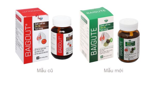 Baigute hỗ trợ cải thiện triệu chứng sưng, đau khớp do gout hộp 20 viên
