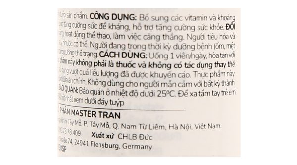 Viên sủi Doppelherz Aktiv A-Z bổ sung vitamin tuýp 13 viên