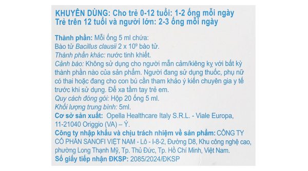Men vi sinh Enterogermina Gut Defense tăng cường tiêu hóa hộp 20 ống x 5ml