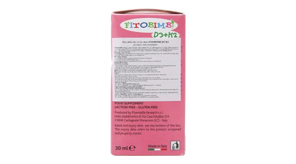 Siro Fitobimbi D3+K2 hỗ trợ hấp thu canxi cho bé chai 30ml