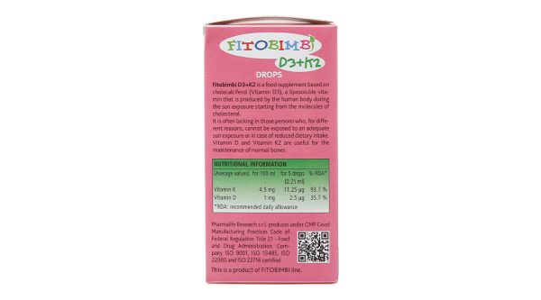 Siro Fitobimbi D3+K2 hỗ trợ hấp thu canxi cho bé chai 30ml