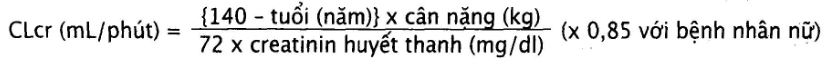 Công thức tính độ thanh thải creatinin (ClCr)
