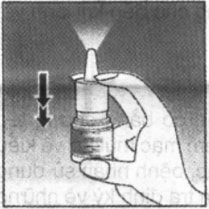 Hình 2. Hướng vòi xịt ra xa và ấn ngón tay xuống để xịt thuốc