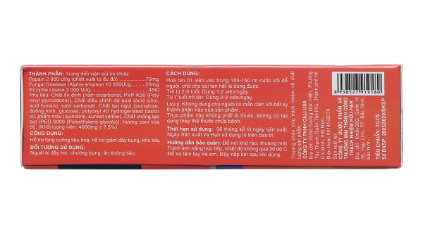 Viên sủi Peptazin CaliUSA hỗ trợ giảm đầy bụng, khó tiêu hộp 20 viên