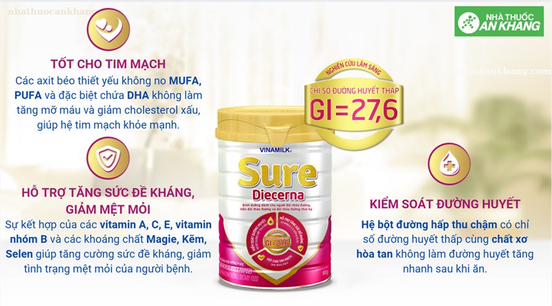 Sữa bột Sure Diecerna dành cho người đái tháo đường