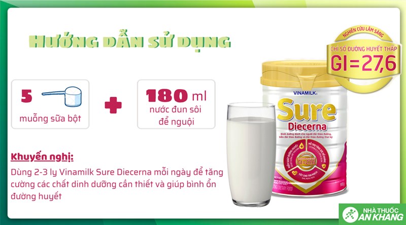 Hướng dẫn pha sữa bột Sure Diecerna dành cho người đái tháo đường