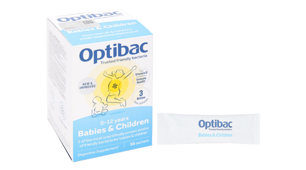 Men vi sinh Optibac Babies & Children bổ sung lợi khuẩn cho đường ruột hộp 30 gói