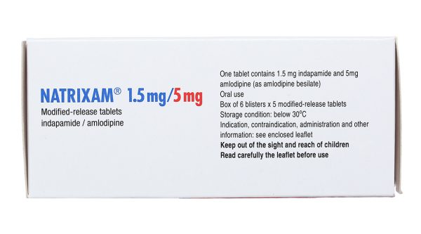 Natrixam 1.5mg/5mg trị tăng huyết áp (6 vỉ x 5 viên)
