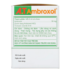 Dung dịch uống A.T Ambroxol tan đàm trong bệnh lý hô hấp (30 ống x 5ml)