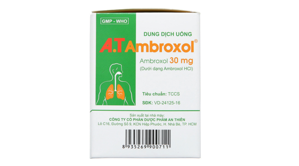 Dung dịch uống A.T Ambroxol tan đàm trong bệnh lý hô hấp (30 ống x 5ml)
