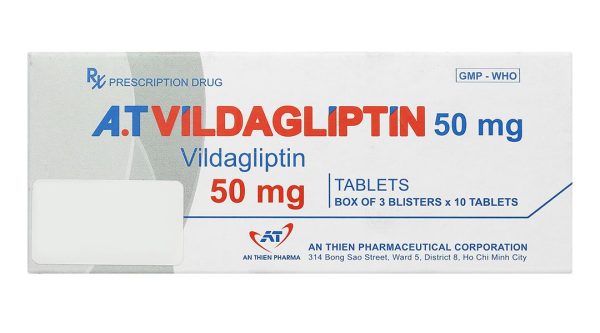 A.T Vildagliptin 50mg điều trị đái tháo đường tuýp 2 (3 vỉ x 10 viên)