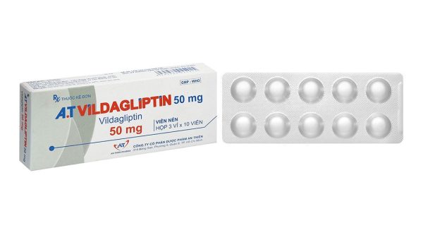 A.T Vildagliptin 50mg điều trị đái tháo đường tuýp 2 (3 vỉ x 10 viên)