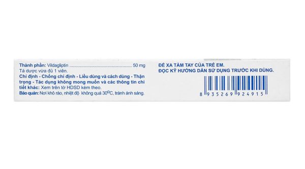 A.T Vildagliptin 50mg điều trị đái tháo đường tuýp 2 (3 vỉ x 10 viên)
