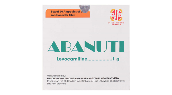 Dung dịch uống Abanuti 1g trị thiếu Carnitine (20 ống x 10ml)