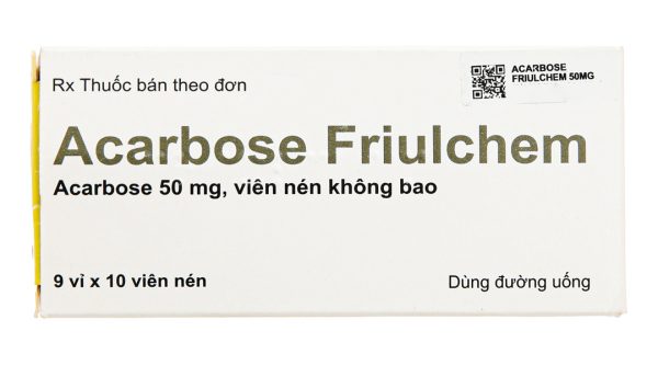 Acarbose Friulchem 50mg trị đái tháo đường tuýp 2 (9 vỉ x 10 viên)