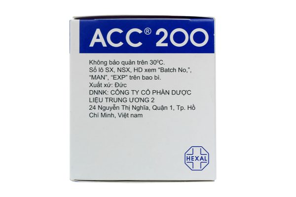 Bột pha dung dịch uống ACC 200 tan đàm trong bệnh lý hô hấp (50 gói x 3g)