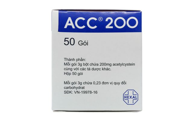 Bột pha dung dịch uống ACC 200 tan đàm trong bệnh lý hô hấp (50 gói x 3g)