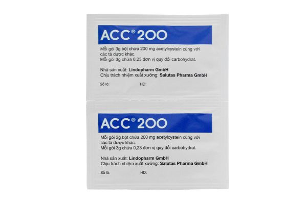 Bột pha dung dịch uống ACC 200 tan đàm trong bệnh lý hô hấp (50 gói x 3g)