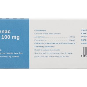 Aceclofenac Stella 100mg giảm đau, kháng viêm xương khớp (5 vỉ x 10 viên)