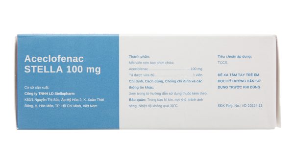 Aceclofenac Stella 100mg giảm đau, kháng viêm xương khớp (5 vỉ x 10 viên)