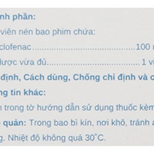 Aceclofenac Stella 100mg giảm đau, kháng viêm xương khớp (5 vỉ x 10 viên)