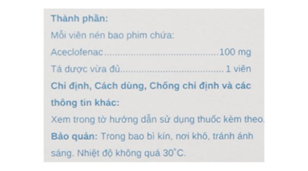 Aceclofenac Stella 100mg giảm đau, kháng viêm xương khớp (5 vỉ x 10 viên)