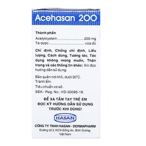Thuốc cốm Acehasan 200 tan đàm trong bệnh lý hô hấp (30 gói x 3g)