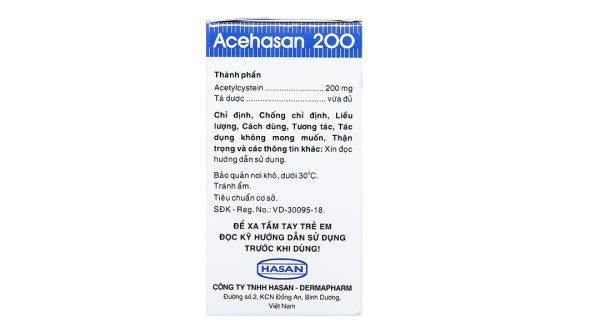 Thuốc cốm Acehasan 200 tan đàm trong bệnh lý hô hấp (30 gói x 3g)