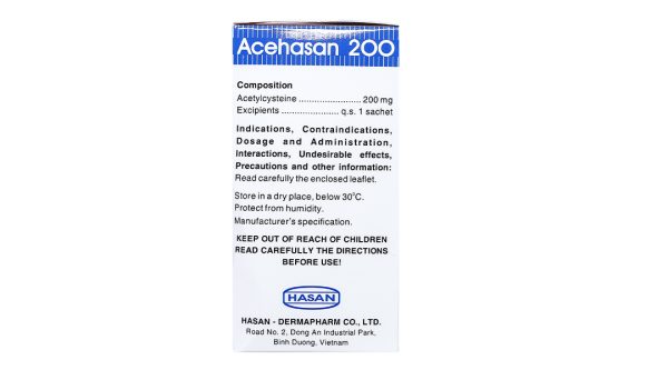 Thuốc cốm Acehasan 200 tan đàm trong bệnh lý hô hấp (30 gói x 3g)