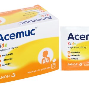 Thuốc cốm Acemuc Kids 100mg tiêu nhầy trong bệnh hô hấp (30 gói x 0.5g)