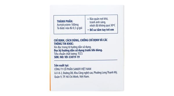 Thuốc cốm Acemuc Kids 100mg tiêu nhầy trong bệnh hô hấp (30 gói x 0.5g)