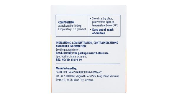 Thuốc cốm Acemuc Kids 100mg tiêu nhầy trong bệnh hô hấp (30 gói x 0.5g)