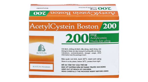 Thuốc bột Acetylcystein Boston 200 trị rối loạn tiết dịch phế quản (30 gói x 1g)