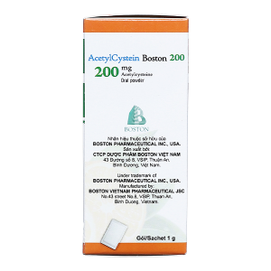 Thuốc bột Acetylcystein Boston 200 trị rối loạn tiết dịch phế quản (30 gói x 1g)