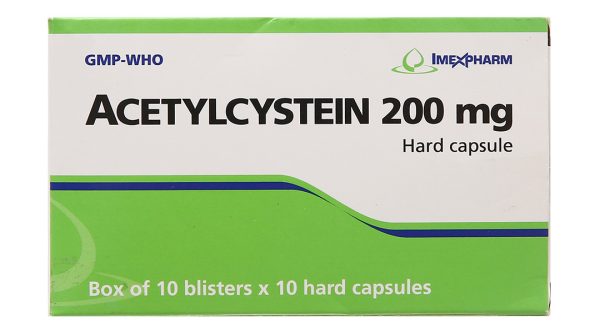 Acetylcystein Imexpharm 200mg hỗ trợ trị bệnh lý hô hấp có đờm (10 vỉ x 10 viên)