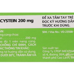Acetylcystein Imexpharm 200mg hỗ trợ trị bệnh lý hô hấp có đờm (10 vỉ x 10 viên)