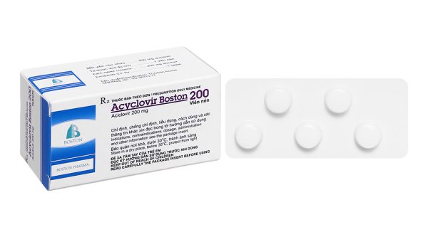 Acyclovir Boston 200 phòng và trị nhiễm virus Herpes (5 vỉ x 5 viên)