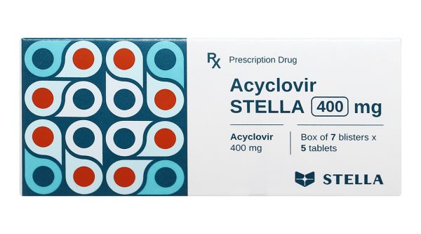 Acyclovir STELLA 400mg trị nhiễm Herpes simplex trên da và màng nhầy (7 vỉ x 5 viên)