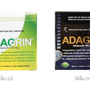 Adagrin 100mg trị rối loạn cương dương (1 vỉ x 3 viên)