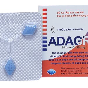 Adagrin 50mg trị rối loạn cương dương (1 vỉ x 3 viên)