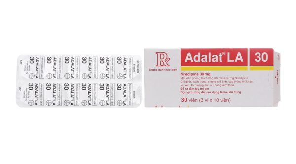 Adalat LA 30 trị tăng huyết áp, đau thắt ngực (3 vỉ x 10 viên)