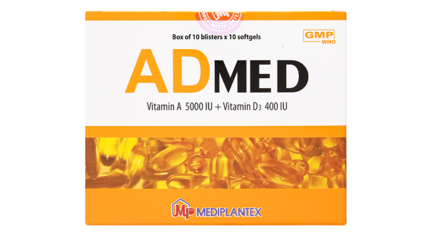 Admed trị tình trạng thiếu vitamin A-D (10 vỉ x 10 viên)