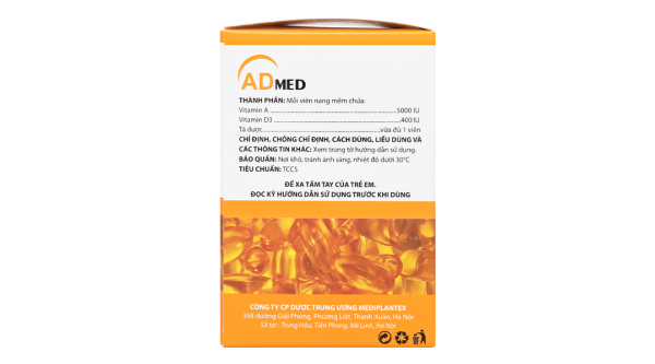 Admed trị tình trạng thiếu vitamin A-D (10 vỉ x 10 viên)