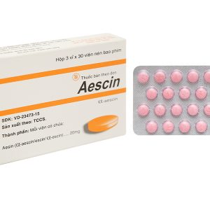 Aescin 20mg trị viêm tĩnh mạch, giãn tĩnh mạch (3 vỉ x 30 viên)