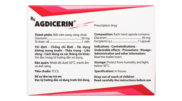 Agdicerin 50mg trị thoái hóa khớp tác dụng chậm (3 vỉ x 10 viên)