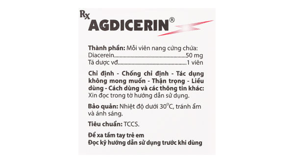 Agdicerin 50mg trị thoái hóa khớp tác dụng chậm (3 vỉ x 10 viên)
