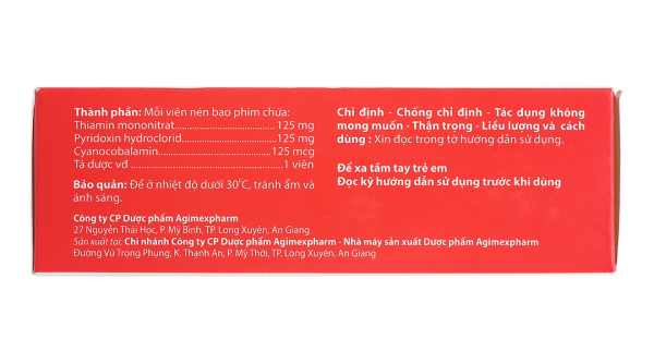 Agi-Neurin điều trị và dự phòng thiếu vitamin B1, B6, B12 (10 vỉ x 10 viên)