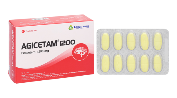 Agicetam 1200 trị triệu chứng chóng mặt, nghiện rượu (3 vỉ x 10 viên)